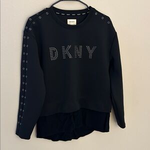 DKNY Black Eyelet Sleeve Sweatshirt